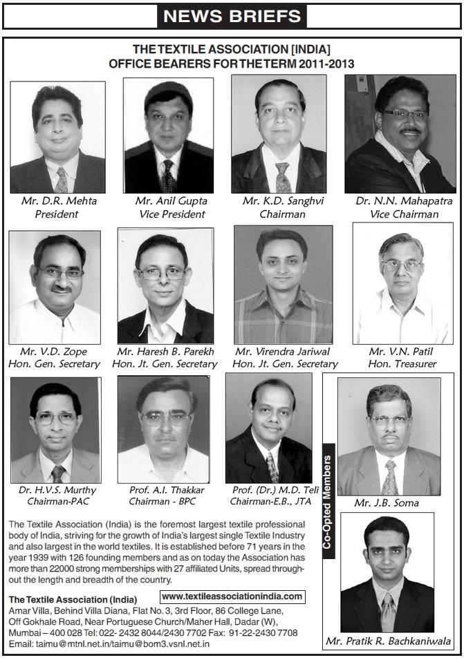 The Textile Association [India] Office Bearers For The Term 2011-2013