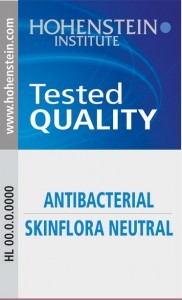 The new Hohenstein Quality Label indicates that an antibacterial product is safe for the human skin flora. © Hohenstein Institute 