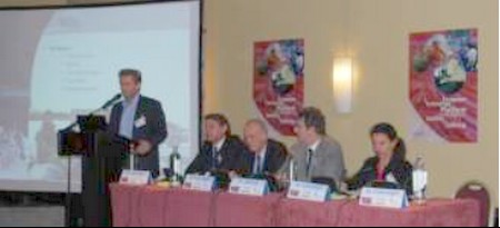 Speakers of the industry panel (from left to right) : Fredrik Johansson, FOV Fabrics ; Rudi Daelmans, Desso ; Bertram Rollmann, Pirin-Tex, Francesco Marchi, Euratex; Regina Brückner, Brückner Trockentechnik