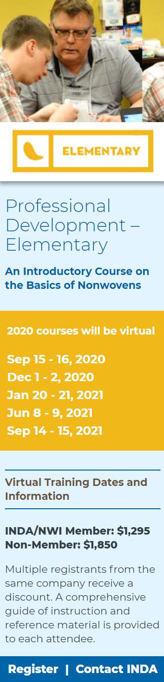 INDA's Professional Development – An Introductory Course on the Basics of Nonwovens (Virtual)