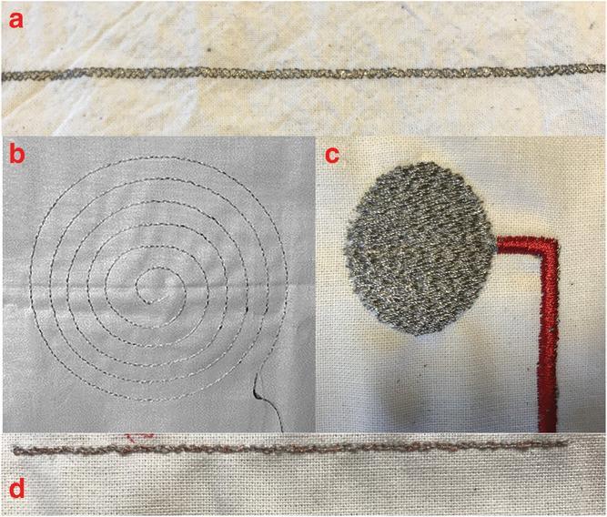 Conductive yarns can be embroidered
