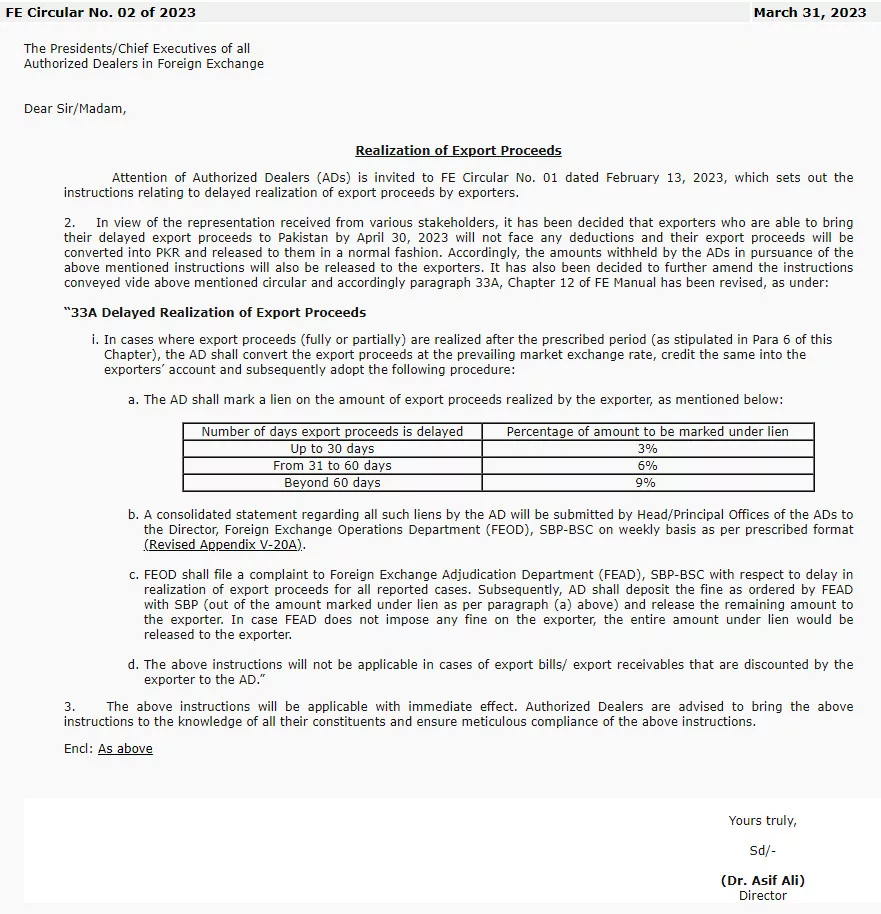 Fe Circular No. 02 Of 2023